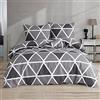 Mixibaby - Biancheria da letto con copripiumino e federa, in cotone stampato, 135 x 200 cm, 155 x 220 cm, 200 x 200 cm (155 x 220, modello: Berkia nero)