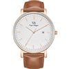 Vigor Rigger Uomo e Donna, Orologio da Polso al Quarzo Ultra-Sottile Design Classico Stile Minimal Classico con Calendario e cinturino in pelle