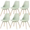buybyroom Set di 6 sedie imbottite, da cucina, con seduta in legno massiccio, schienale per sala da pranzo, soggiorno, camera da letto, sala conferenze, verde gelato