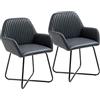 HOMCOM Set 2 Sedie Moderne per Sala da Pranzo, Cucina o Soggiorno, Sedie Imbottite in Similpelle Nera 60x56.5x85cm