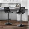 STOOLINK Set di 2 Sgabelli Bar, Sedia da Bar Cuoio in Microfibra, Sgabello da Bar con Schienale, Sgabello Cucina Regolabile in Altezza, Sedia Bar con Poggiapiedi-Nero profondo