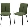 REDÒKASA Set 2 sedie da pranzo imbottite in tessuto doppio tono CAMILLA, schienale ergonomico, gambe robuste in metallo, design moderno (2, Verde Oliva)