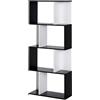 HOMCOM Libreria Scaffale Design contemporaneo in S 4 ripiani 60L x 24L x 148H cm Nero Bianco