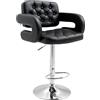 HOMCOM Sgabello da Bar Alto con Schienale e Braccioli, Sgabello da Cucina Moderno Girevole con Altezza Regolabile e Poggiapiedi, in Finta Pelle, 64x50x94-114cm, Nero