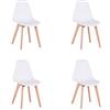 GrandCA HOME Sedia da pranzo in Stile Nordico,Set di 4 sedie con Gambe in Legno massello, Adatto per sala da pranzo soggiorno (Bianco)
