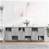 QJBSAVVA Credenze 3 pz, Madie E Credenze Armadietto Bagno Buffet Credenza Consolle Ingresso Moderno Adatto per Soggiorno Balcone Cucina Ufficio Grigio Sonoma in Legno Multistrato