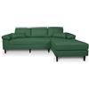 SAMIRA Divano angolare 3 posti con chaise longue destra mod. Washington (Tessuto, Verde abete)