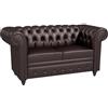 DecHome - Divano 2 Posti stile Chesterfield con Cuscino Rimovibile in Ecopelle, Legno e Metallo 160x84x80 cm colore Marrone