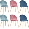 GrandCA HOME Set di 6 Sedie per Sala da Pranzo in Velluto, Sedie da Cucina Imbottite con Gambe in Metallo, per Soggiorno, Verde+Blu+Rosa