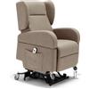 REDÒKASA Poltrona relax elettrica Atlanta per anziani, 2 motori con funzione LIFT, 4 ruote con maglione, reclinazione e alzapersona, braccioli estraibili con tavolino opzionale (Senza Tavolino, Fango)