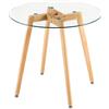 FURNITABLE Tavolo da pranzo in vetro, tavolo da pranzo rotondo per 4 persone, tavolo da soggiorno scandinavo, gamba rettangolare in legno, 80 x 80 x 74 cm