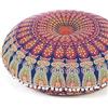 Eyes of India - 81,3 cm blu arancione mandala grande cuscino da meditazione cuscino da meditazione coperta hippie rotondo colorato accento decorativo boho letto cane indiano pouf ottomano fatto a mano