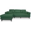 SAMIRA Divano angolare 3 posti con chaise longue sinistra mod. Washington (Tessuto, Verde abete)