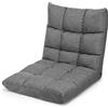 RELAX4LIFE Sedia da Terra in Velluto, Sedia Pieghevole Relax con Schienale Inclinabile in 14 Livelli, Poltrona Imbottita e Portatile Salvaspazio per Soggiorno e Camera da Letto (lino,grigio)