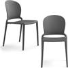 REDÒKASA Set 2 sedie in polipropilene JASMINE, impilabile, resistente ai raggi UV, design moderno, ideale per sala da pranzo, cucina, sala d'attesa, bar, ristoranti o giardino (2, Cemento)