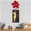 Wallity Elegante accessorio decorativo da parete in legno, 34 x 99 cm, 100% vero legno (3 cm) e metallo (1,5 mm), finitura unica, marrone e rosso, perfetto per la decorazione della casa