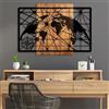Wallity Elegante accessorio decorativo da parete in legno, 70 x 99 cm, 100% vero legno (3 cm) e metallo (1,5 mm), finitura unica noce e nera, perfetto per la decorazione della casa