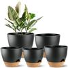 SE SUN-E Vaso per piante autoirrigante con foro di drenaggio, vasi per piante da fiori per tutte le piante da interno, moderno vaso per piante grasse in plastica nera, vaso autoirrigante per piante