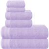 MALLONI HOME Ultra Soft Set di 6 asciugamani in cotone, contiene 2 teli da bagno oversize 70 x 140 cm, 2 asciugamani da 40 x 60 cm e 2 letti da 30 x 30 cm, viola scuro