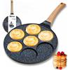 IPEA Padella Pancake Antiaderente per Induzione e Gas - Padella Anti Aderente in Alluminio Per Frittata, Crepes, Uova, Hamburger - Padella da Cucina con 7 Stampi - Manico Comfort - 29 x 26,5 cm