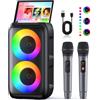 Ankuka Karaoke con Microfono (2026 Ultimo Modello) | Cassa Bluetooth con 2 Microfoni per Adulti e Bambini | Supporta TV/Smartphone/iPad/TWS/AUX/USB/FM | Per Party, Casa, Compleanni, Viaggio