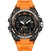 findtime Orologio digitale tattico militare da uomo, impermeabile fino a 5 ATM, orologio analogico con retroilluminazione a LED 12/24 ore, allarme conto alla rovescia, Nero arancione, Cinturino