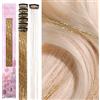 WENNALIFE Fermagli per capelli per ragazze, color champagne, 6 pezzi, 61 cm, extension per capelli con glitter colorati, accessori per capelli per bambini