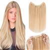 Silk-co Extension Capelli Veri Clip con Filo Invisibile Extensions Capelli Clip Extension con Filo Invisibile Fascia Unica 30cm, Biondo Cenere & Biondo Sbiancante
