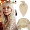 S-noilite Frangia Clip Capelli Veri Frangetta Extension, 32g 100% Capelli Veri Natural Bangs Extension, Hair Air Bang Hair Clip Frontale Frangia, Posticci per Capello Donna, 25CM Biondo Platino #60R