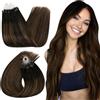 Ugeat Extension Capelli Veri Microring Castano Scuro Castano Medio 60 cm 50grammi 50ciocche Extension Micro Ring Capelli Veri Balayage Setoso Castano Scuro e Medio #1B/4/27