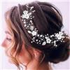Unicra - Cerchietto per capelli da sposa, con foglie di vite, accessorio per capelli da sposa (argento)