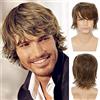 Qnbiar Parrucca da Uomo Parrucca Soffice a Strati Corta Parrucca Marrone Chiaro Naturale Parrucca Sintetica per Capelli Cosplay di Halloween per Gli Uomini