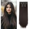 Cybelleza Extension Capelli Clip Lisci 65cm 6PCS Clip in Hair Extension per Capelli Sintetici Lunghi Finti Allugamento Effetto Naturale Dritti Full Head Set Posticci per Donna, Castagna