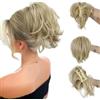 AOWVUTS Coda Capelli Extension con Pinza Corto Ricci Posticci Artiglio Clip in Coda di Cavallo Estensioni Naturale Micro Sintetici Ondulato Cavallo Dritta Chignon Finto per Capelli