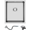 KINKIBOS Lavello da cucina in acciaio inox 304, 40 x 50 cm, rettangolare, in acciaio inox con troppopieno (senza foro per rubinetto), 1 vasca, lavello da cucina per 55 cm