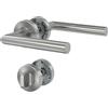 DIYGEEK Maniglie Porte Interne, Bagno Serratura Porta Argento | Ferramenta per Porte di Bagno/WC, Finitura Spazzolata, Completo di Rosette e Viti