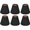 HERCHR 6 Pezzi Tessuto Piccolo Paralumi Lampadari per Lampadina E14, Paralumi a Clip per Lampade e Lampadari Classico, Nero