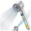 MEKO Soffione Doccia con Filtro a 15 Fasi, Soffione Anticalcare con Tubo da 1,5M, 3 + 1 Tipi di Getti per Soffione Doccia ad Alta Pressione e Risparmio Idrico - Argenteo