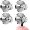 Hshenjhu 4 Pezzi Ganci Ventosa Bagno, Argento Ganci a Ventosa Senza Foratura, Asciugamani Gancio a Ventosa in Acciaio Inox, Gancio Accappatoio Doccia per Cucina, Servizi Igienici, Cucina, Ufficio