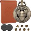 LKKCHER DESIGN Mini set di dadi con custodia in bronzo cavaliere paladino cavaliere guerriero - Regali di D&D con borsa per dadi, set di 7 dadi in metallo poliedrico D&D, set per principianti per giochi di ruolo da