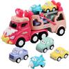 Focenat Camion Macchinine per Bambini con Suoni e Luci, 5 in 1 Camion Giocattoli per Ragazza, Cars Macchinine, Camion Principessa Camion Giocattolo Bambino, Natale Compleanno Regalo 1 2 3 4 Anni
