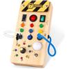 Hoarosall Giochi Bambini 1 Anno Montessori Busy Board Gioco Bambino Regalo Bambino 1 2 3 Anni Lavagna Montessori Sensoriale con Interruttore Luminoso a LED in Legno attività Educative Giocattoli da Viaggio