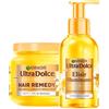 Garnier Ultra Dolce Camomilla Baciata dal Sole e Miele di Fiori Maschera Hair Remedy Illuminante Riparatrice 340ml + Elisir Illuminante Schiarente Capelli Biondi Modulabile Nutriente 120ml - Set da 2