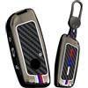 HIBEYO Guscio chiave auto adatto per BMW Serie 2 3 5 7 X1 X4 X5 X6 X7 i4 i7 iX i5 XM 2023 2024 2025 in fibra di carbonio Custodia protettiva telecomando portachiavi B nero