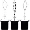 Bofanze 3 Pezzi Rosario per Auto Specchietto Retrovisore Bracciale Croce Cattolica Ornamenti Specchietti Retrovisori Auto per Specchietti Retrovisori, Regali di Natale (Lunghezza 18 cm)