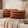 Yaertun 2 Pezzi Copricuscini Velluto Righe Super Morbido Peluche Peli artificiali di coniglio Fodere per Cuscino per la Decorazione Domestica Soggiorno Camera da Letto Divano Marrone 30x50 cm