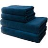 Ôhm Set di 4 Teli da Bagno | 2 Telo Doccia 70x140 cm + 2 Asciugamani Piccoli 50x100 cm | Telo Bagno Spugna Morbido e Assorbente | 100% Cotone | 500g/m2 | Hotel e B&B | Oeko-TEX | Ôhm | Blu scuro