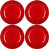 com-four® 4x Sottopiatti in Rosso Lucido con Bordo Glitter - Piattini Monocromatici Riutilizzabili - Decorazione da Tavola - Piatti Decorativi per Matrimoni, Feste di Famiglia o Natale - Ø 33 cm