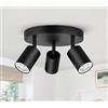 GeyouLux Faretti da Soffitto Orientabili 350° Rotonda Nero a 3 Luci GU10