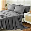 Homebliss Set Lenzuola Una Piazza e Mezza 120x190/200cm 3 Pezzi, Completo Lenzuola Letto in Poliestere, Lenzuolo con Angoli, Lenzuola e 1 Federa 50x80,Tinta Unita, Grigio scuro